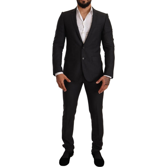 Dolce & Gabbana Gray Wool MARTINI Slim Fit Set Suit Dolce & Gabbana