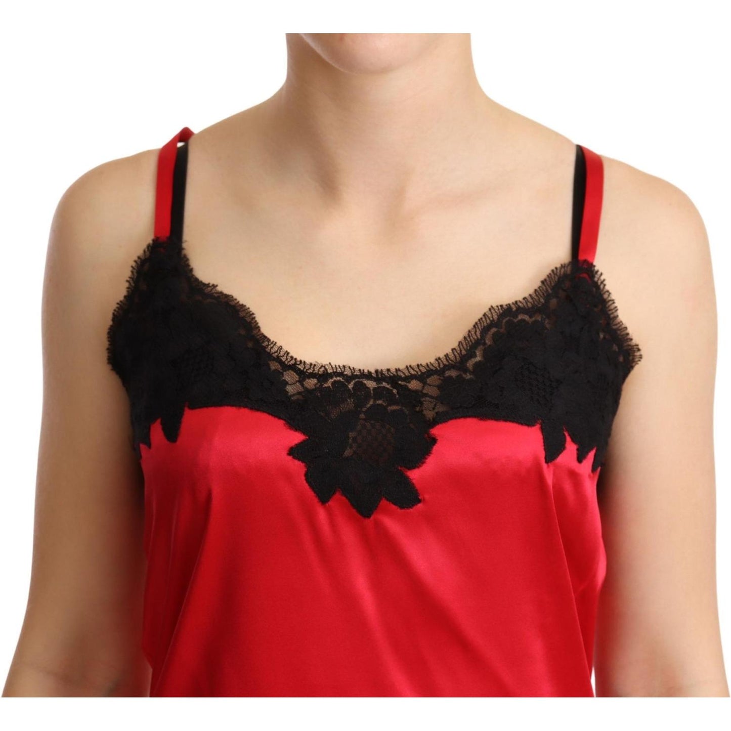 Dolce & Gabbana Enchanting Red Silk Blend Lace Camisole WOMAN T-SHIRTS Dolce & Gabbana