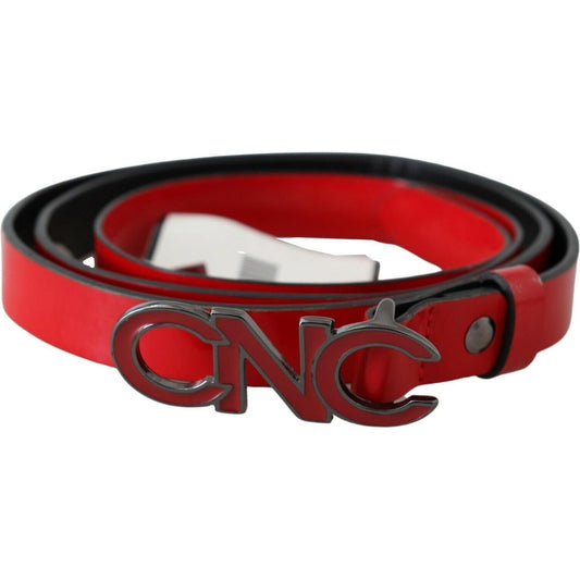 Costume National Chic Red Leather Waist Belt with Black-Tone Buckle WOMAN BELTS Costume National