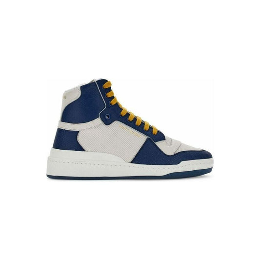 Saint Laurent Blue Calf Leather Mid Top Sneakers Saint Laurent