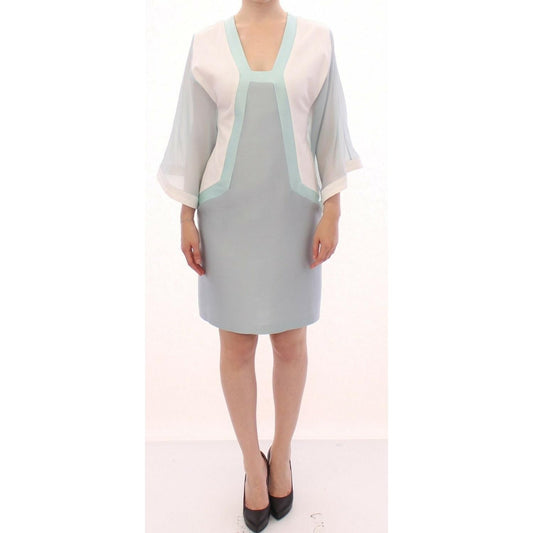 Sergei Grinko Elegant Turquoise Silk Sheath Dress WOMAN DRESSES Sergei Grinko