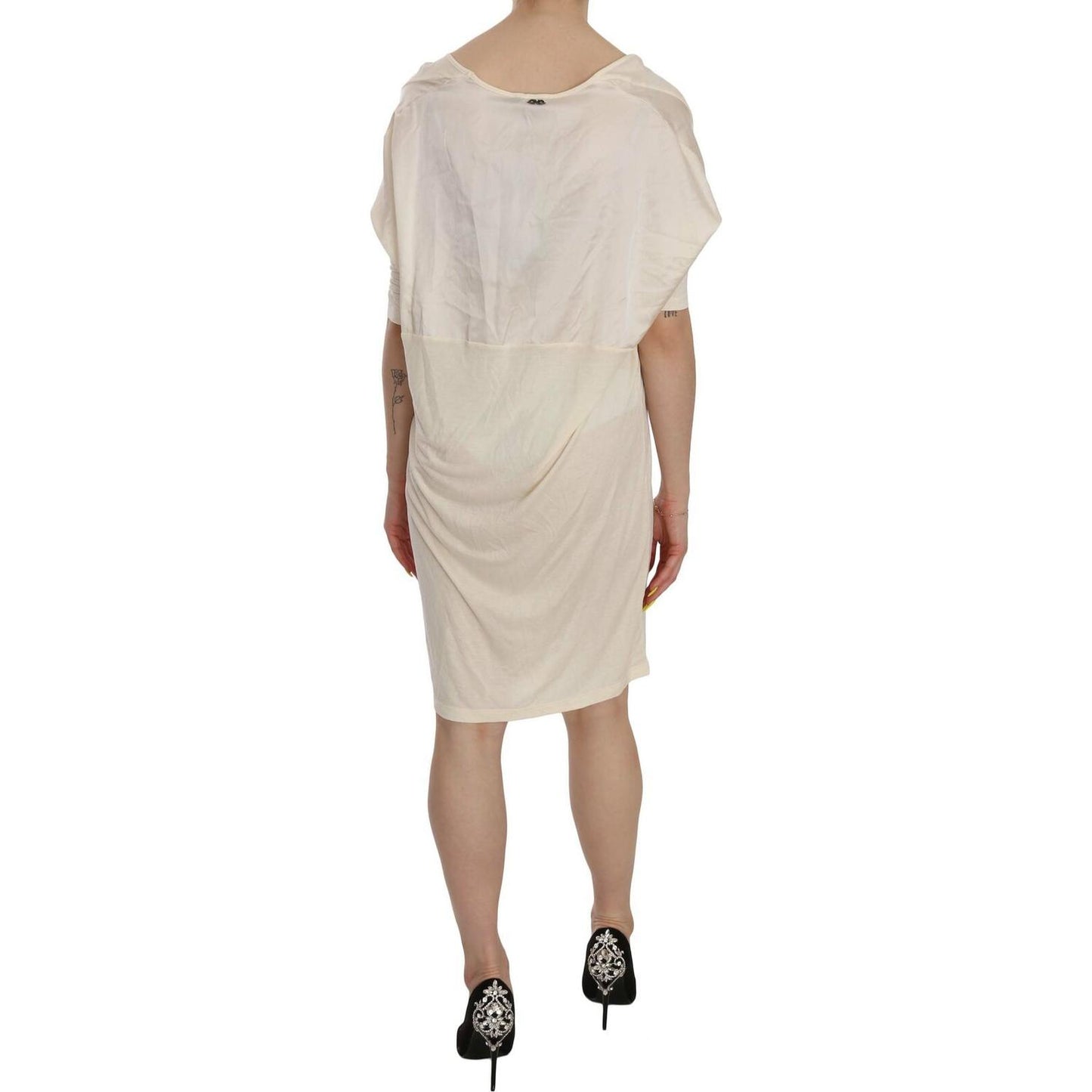 Costume National Chic Cream A-Line Elbow Sleeve Dress WOMAN DRESSES Costume National