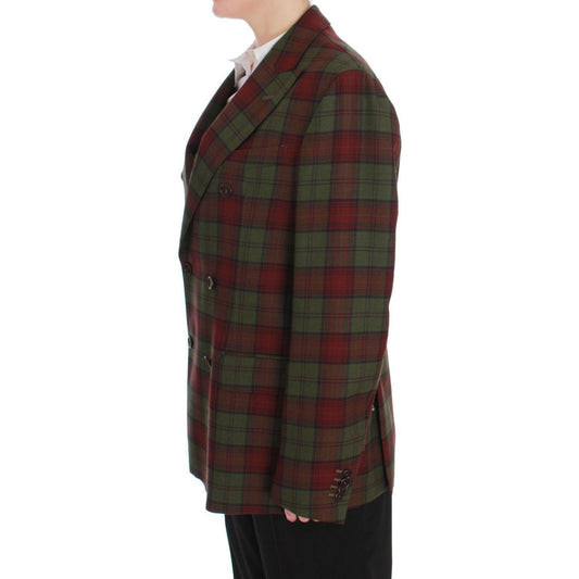 BENCIVENGA Elegant Checkered Double-Breasted Wool Blazer Blazer Jacket BENCIVENGA