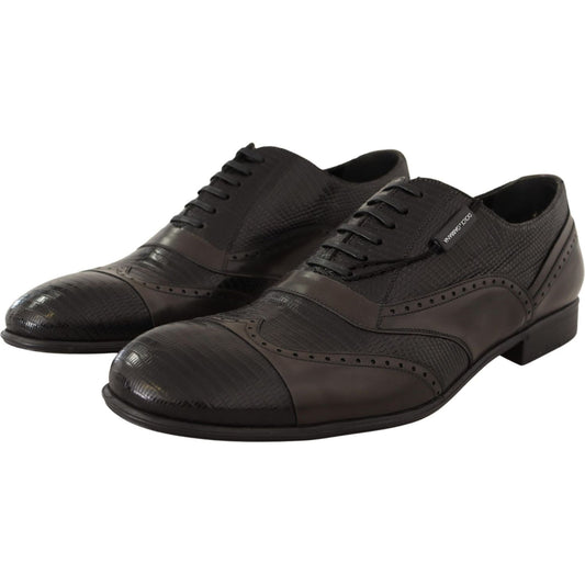 Dolce & Gabbana Elegant Brown Lizard Leather Oxford Shoes Dress Shoes Dolce & Gabbana