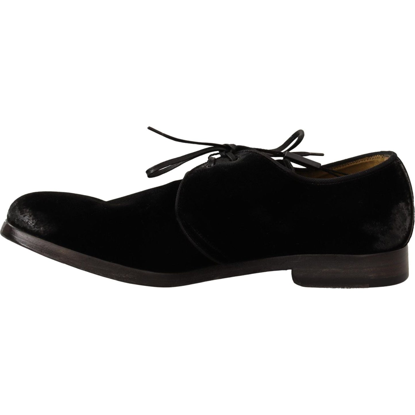 Dolce & Gabbana Elegant Black Velvet Derby Shoes Dress Shoes Dolce & Gabbana