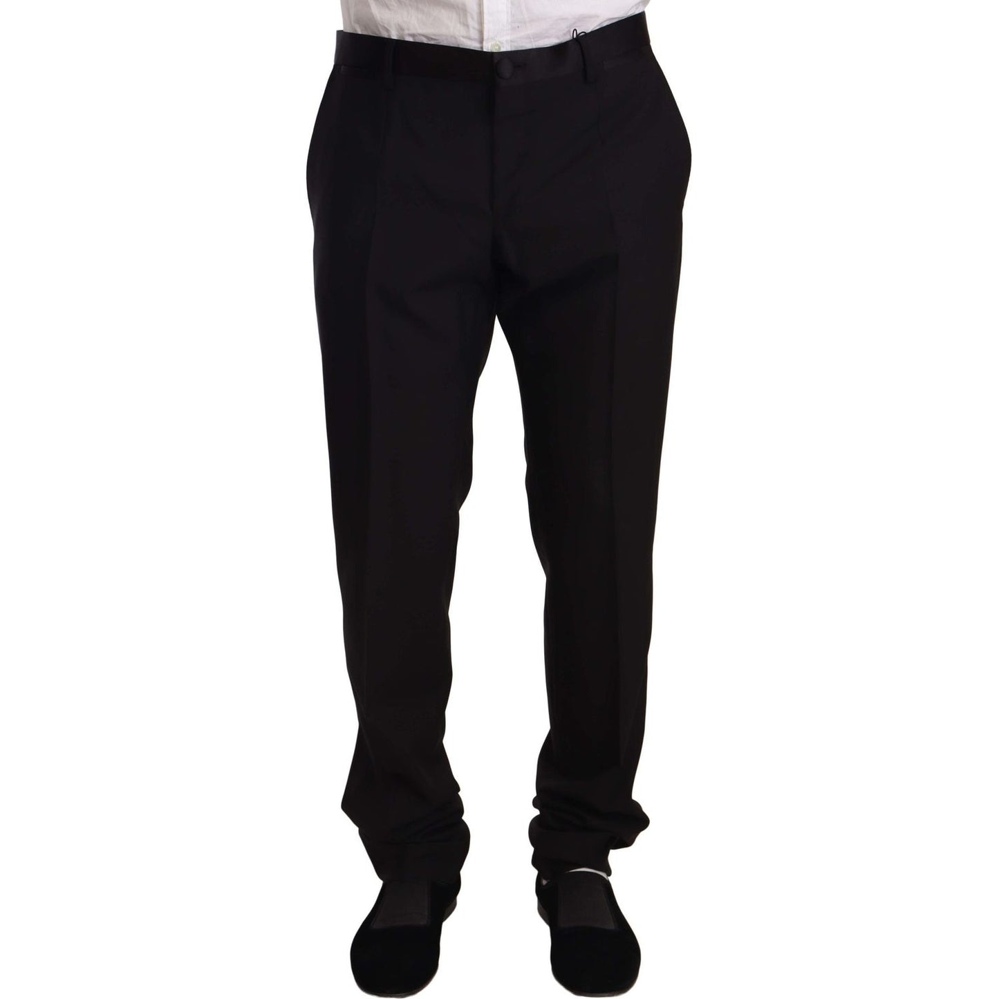 Dolce & Gabbana Black Wool Formal Tuxedo Trouser Pants Dolce & Gabbana