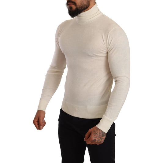 Dolce & Gabbana Ivory Cashmere-Silk Blend Turtleneck Sweater Dolce & Gabbana