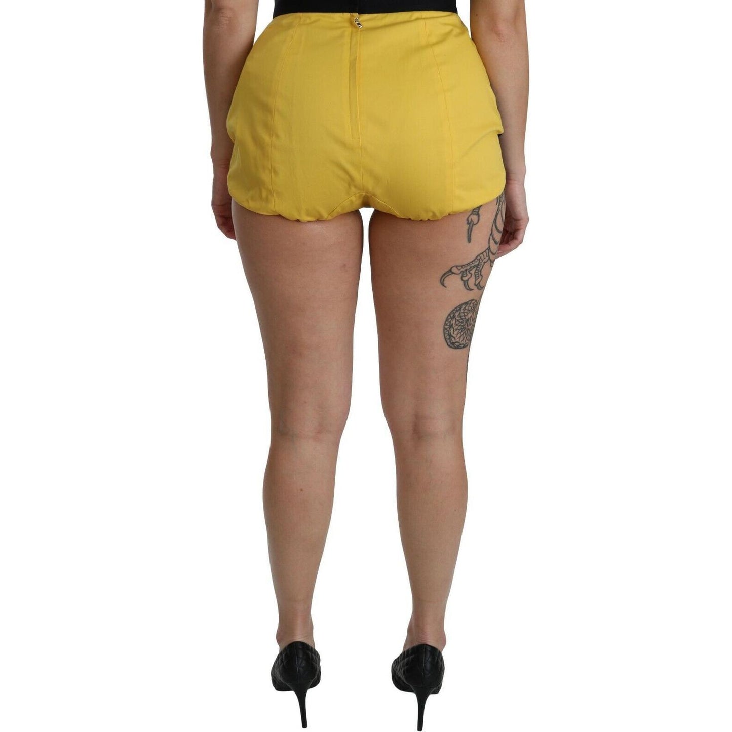 Dolce & Gabbana Yellow Black Cotton Jewelled Hot Pants Shorts Shorts