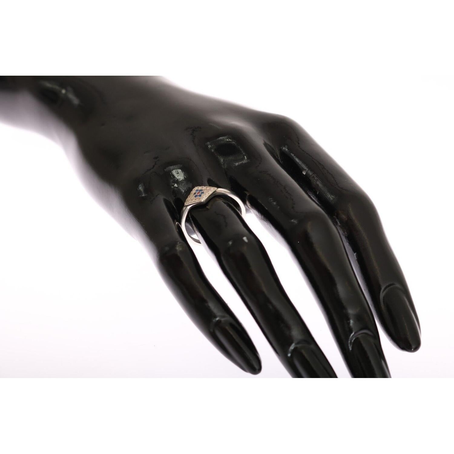 Nialaya Blue Red CZ 925 Silver Womens Clear Ring