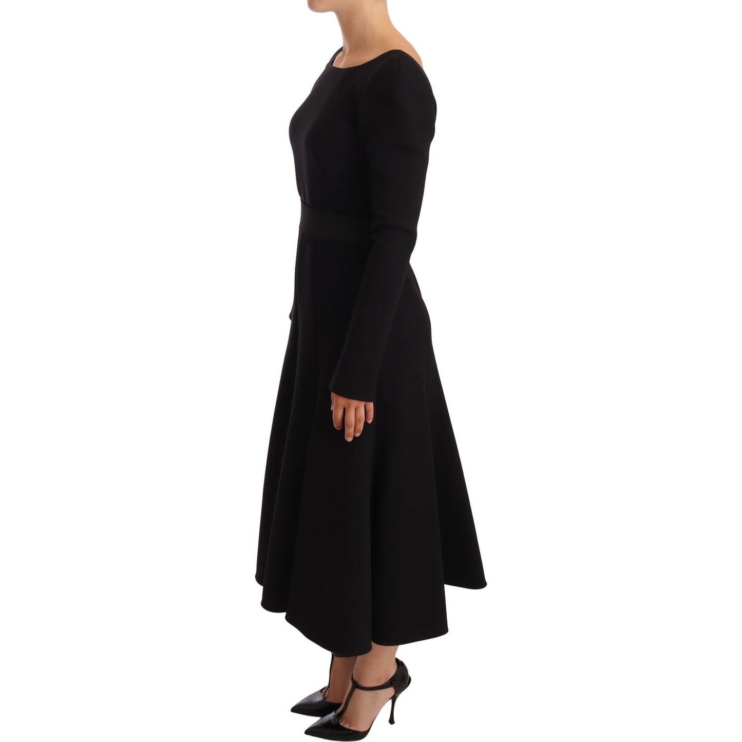 Dolce & Gabbana Elegant Black Stretch Sheath Mid-Calf Dress WOMAN DRESSES Dolce & Gabbana