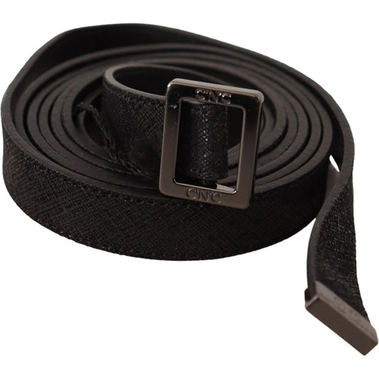 Costume National Chic Black Leather Fashion Belt with Metal Buckle WOMAN BELTS Costume National