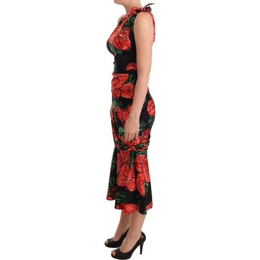 Dolce & Gabbana Elegant Floral Silk Draped Dress WOMAN DRESSES Dolce & Gabbana