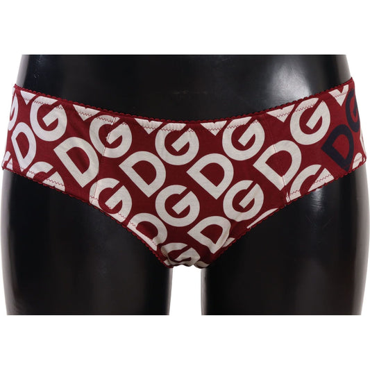 Dolce & Gabbana Chic Maroon White Logo Swim Bottoms WOMAN SWIMWEAR Dolce & Gabbana