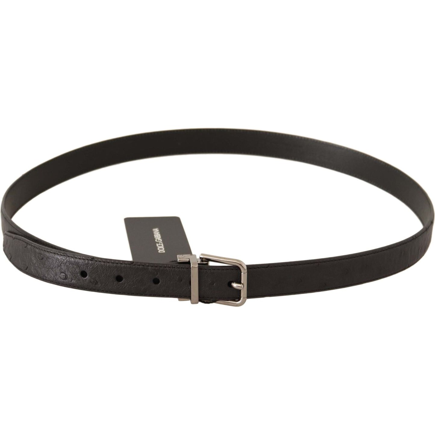 Dolce & Gabbana Elegant Black Leather Belt with Silver Buckle MAN BELTS Dolce & Gabbana