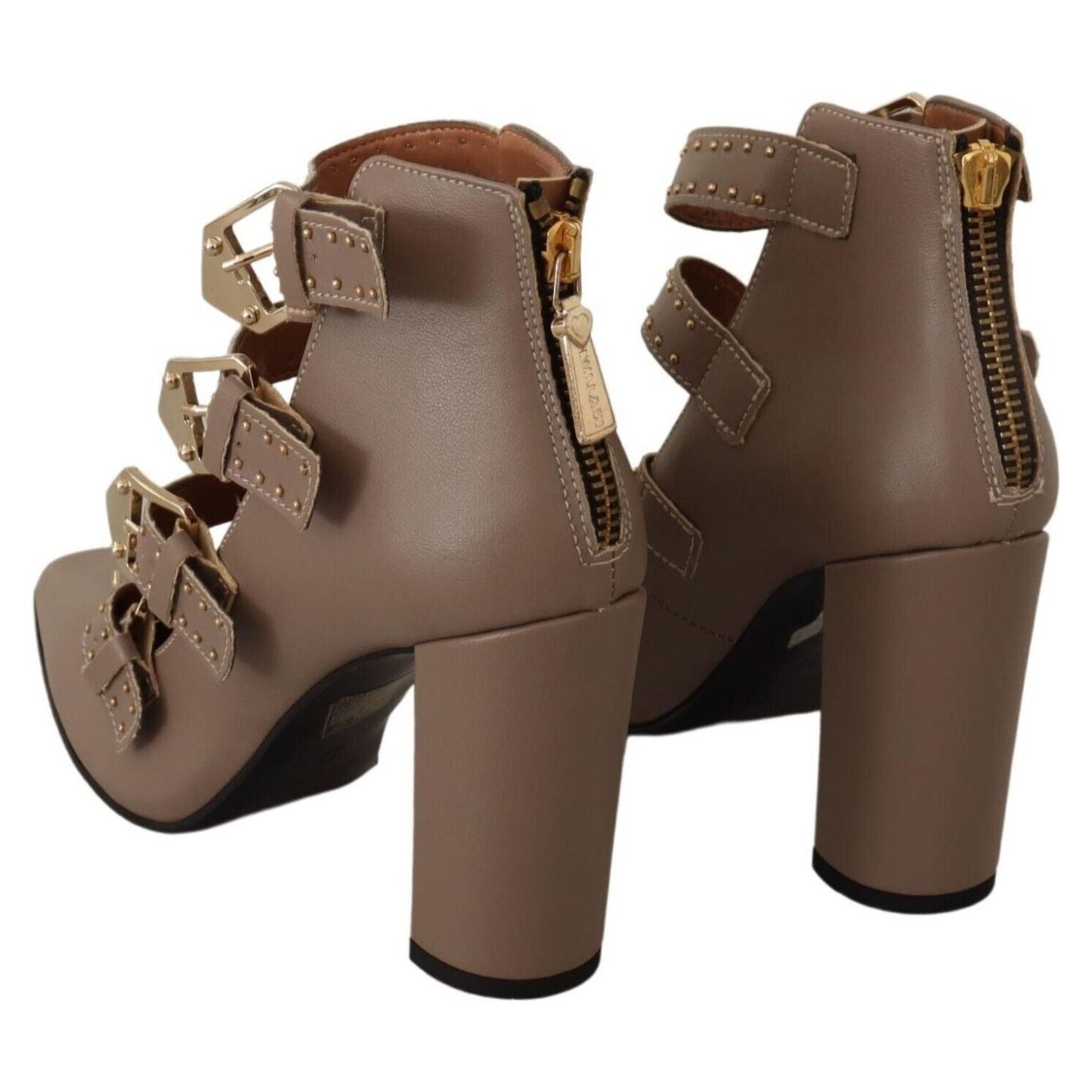 MY TWIN Elegant Leather Multi-Buckle Heels in Brown WOMAN PUMPS MY TWIN