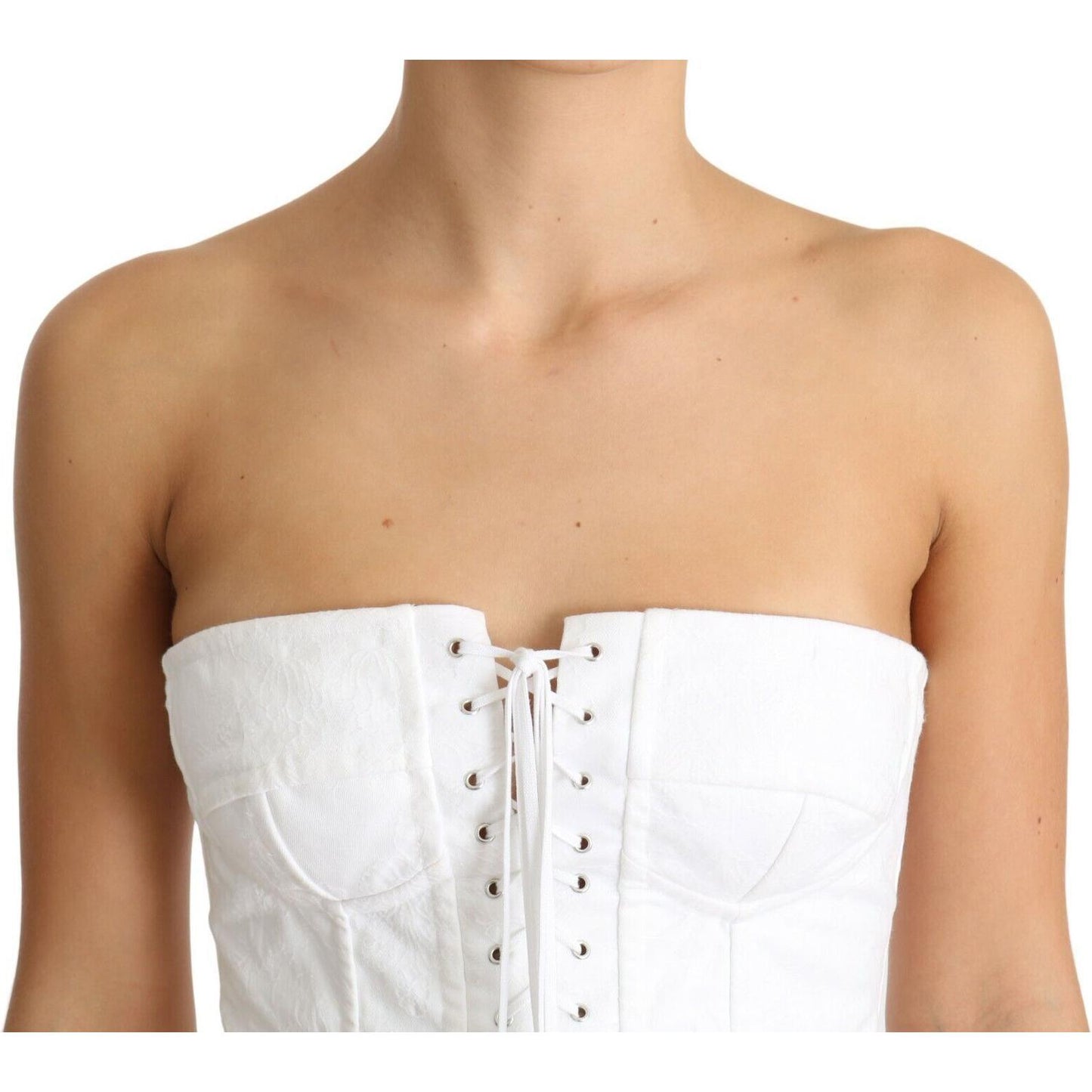 Dolce & Gabbana Elegant White Strapless Corset Top WOMAN TOPS AND SHIRTS Dolce & Gabbana