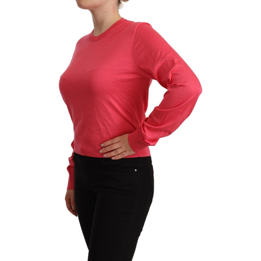 Dolce & Gabbana Elegant Pink Silk Crewneck Sweater WOMAN SWEATERS Dolce & Gabbana