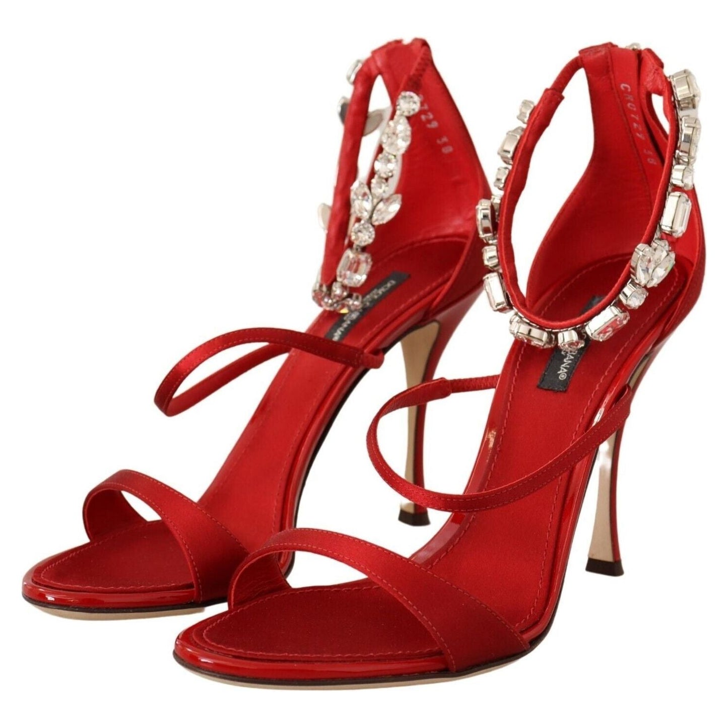 Dolce & Gabbana Red Crystal-Embellished Heel Sandals Dolce & Gabbana