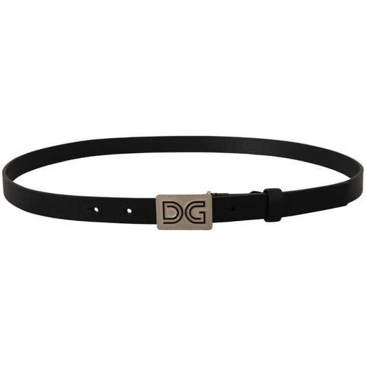 Dolce & Gabbana Elegant Black Leather Belt with Silver Buckle Dolce & Gabbana