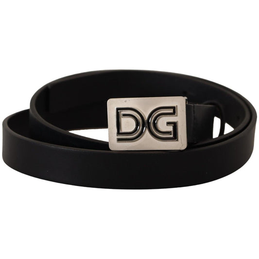 Dolce & Gabbana Elegant Black Leather Belt with Silver Buckle Dolce & Gabbana