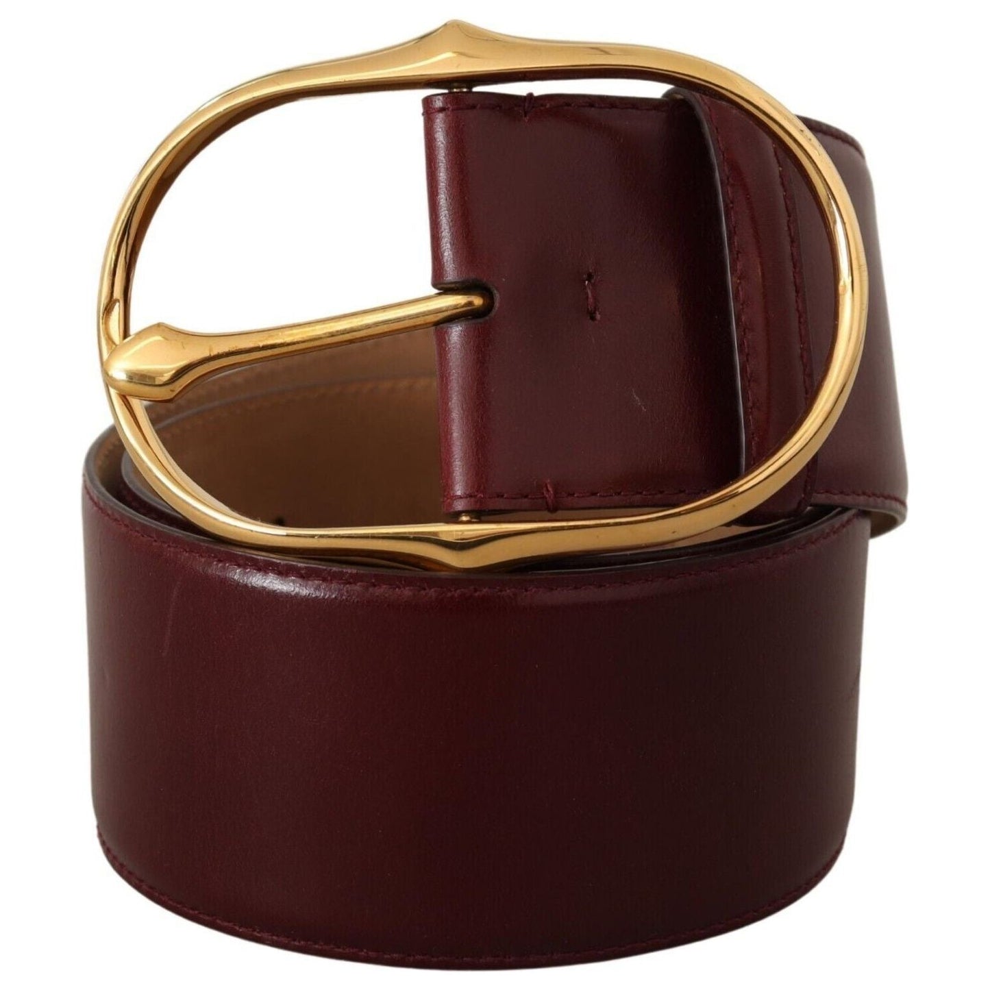 Dolce & Gabbana Elegant Brown Leather Belt with Gold Oval Buckle Dolce & Gabbana