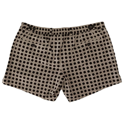 Dolce & Gabbana Black White Polka Dots Cotton Linen Shorts