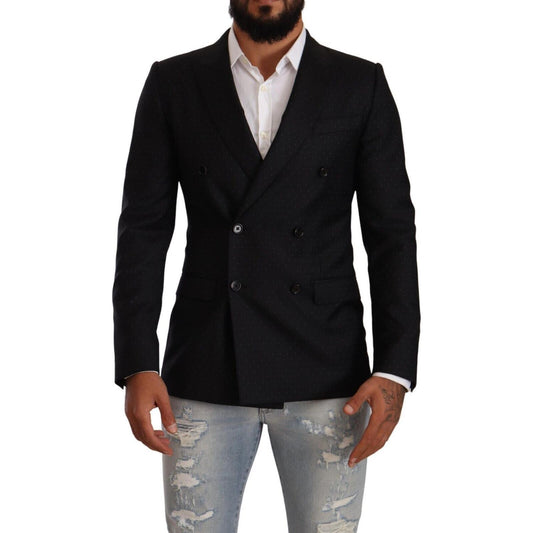 Dolce & Gabbana Black Dotted Double Breasted MARTINI Jacket Dolce & Gabbana