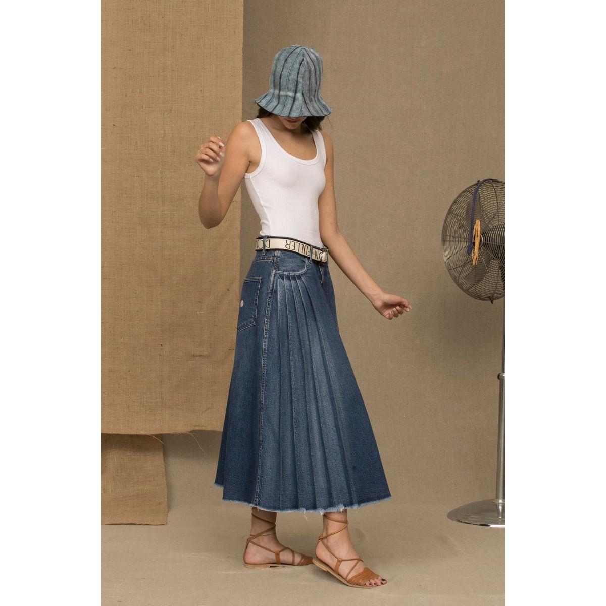 Don The Fuller Chic Blue Denim Pleated Skirt Jeans & Pants Don The Fuller