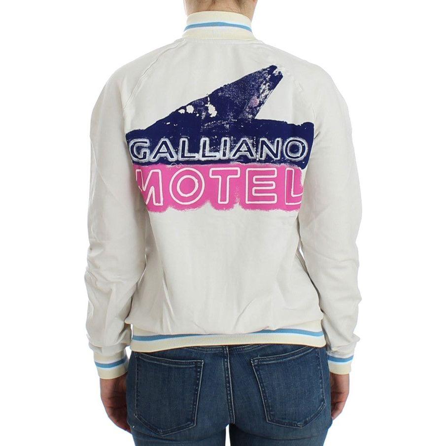 John Galliano White Mock Zip Cardigan Sweatshirt Sweater