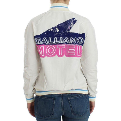 John Galliano White Mock Zip Cardigan Sweatshirt Sweater