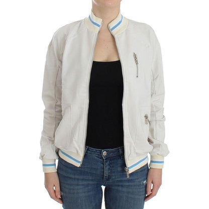 John Galliano White Mock Zip Cardigan Sweatshirt Sweater