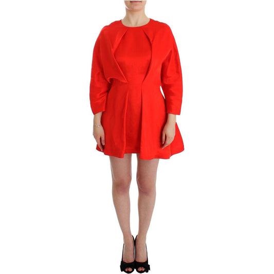 Fyodor Golan Red Mini Linen 3/4 Sleeve Sheath Dress Fyodor Golan