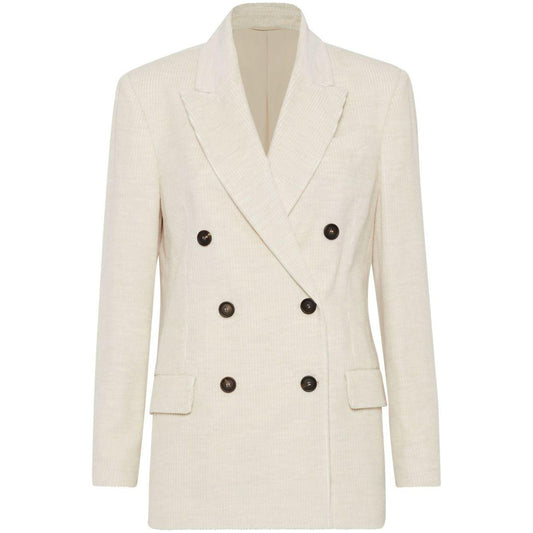 Brunello Cucinelli corduroy peak lapels double-breasted Jackets Ivory Jackets Brunello Cucinelli