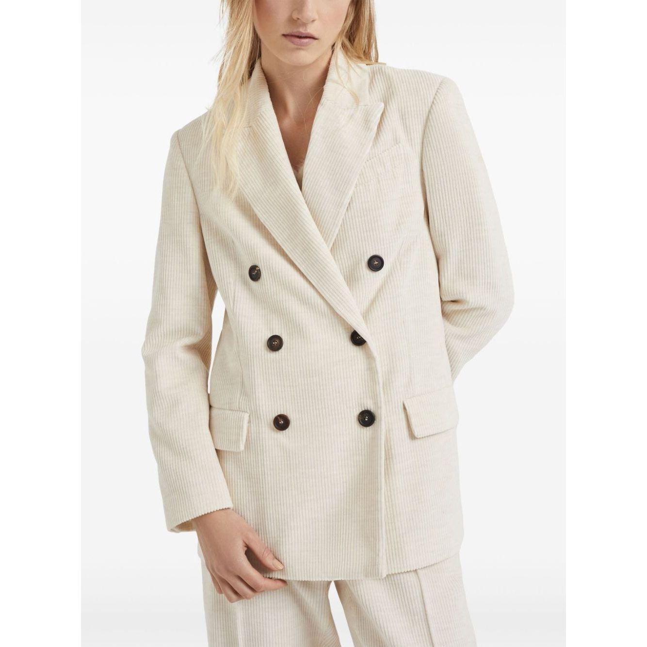 Brunello Cucinelli corduroy peak lapels double-breasted Jackets Ivory Jackets Brunello Cucinelli