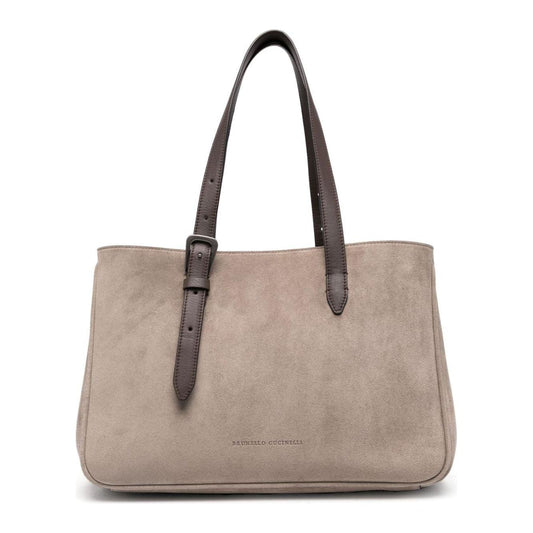 Brunello Cucinelli brown calf suede Tote Bag Handbag Brunello Cucinelli