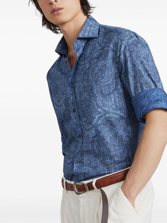 Brunello Cucinelli Shirts Blue Shirts Brunello Cucinelli