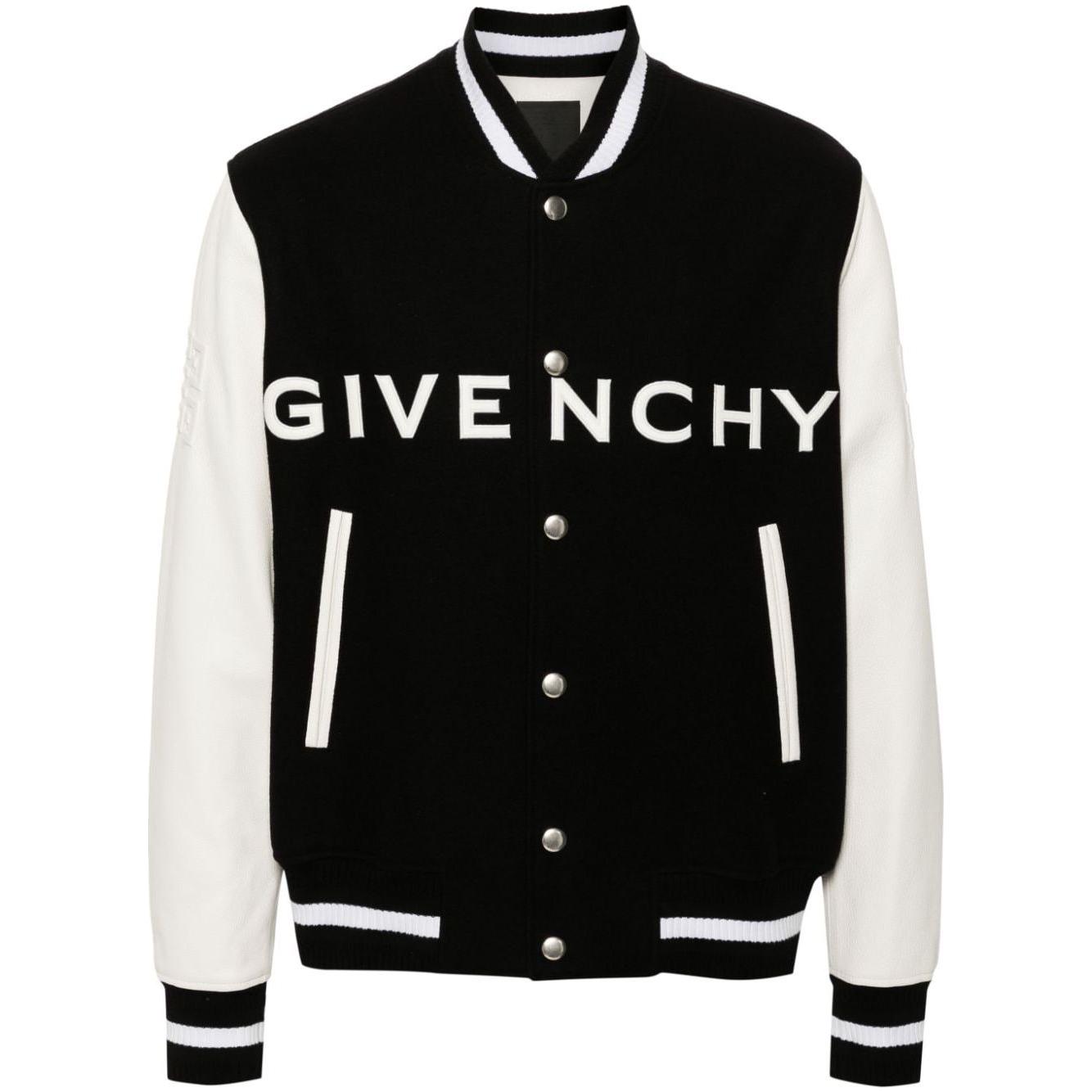 Givenchy varsity jacket logo print Black & White Jackets Givenchy