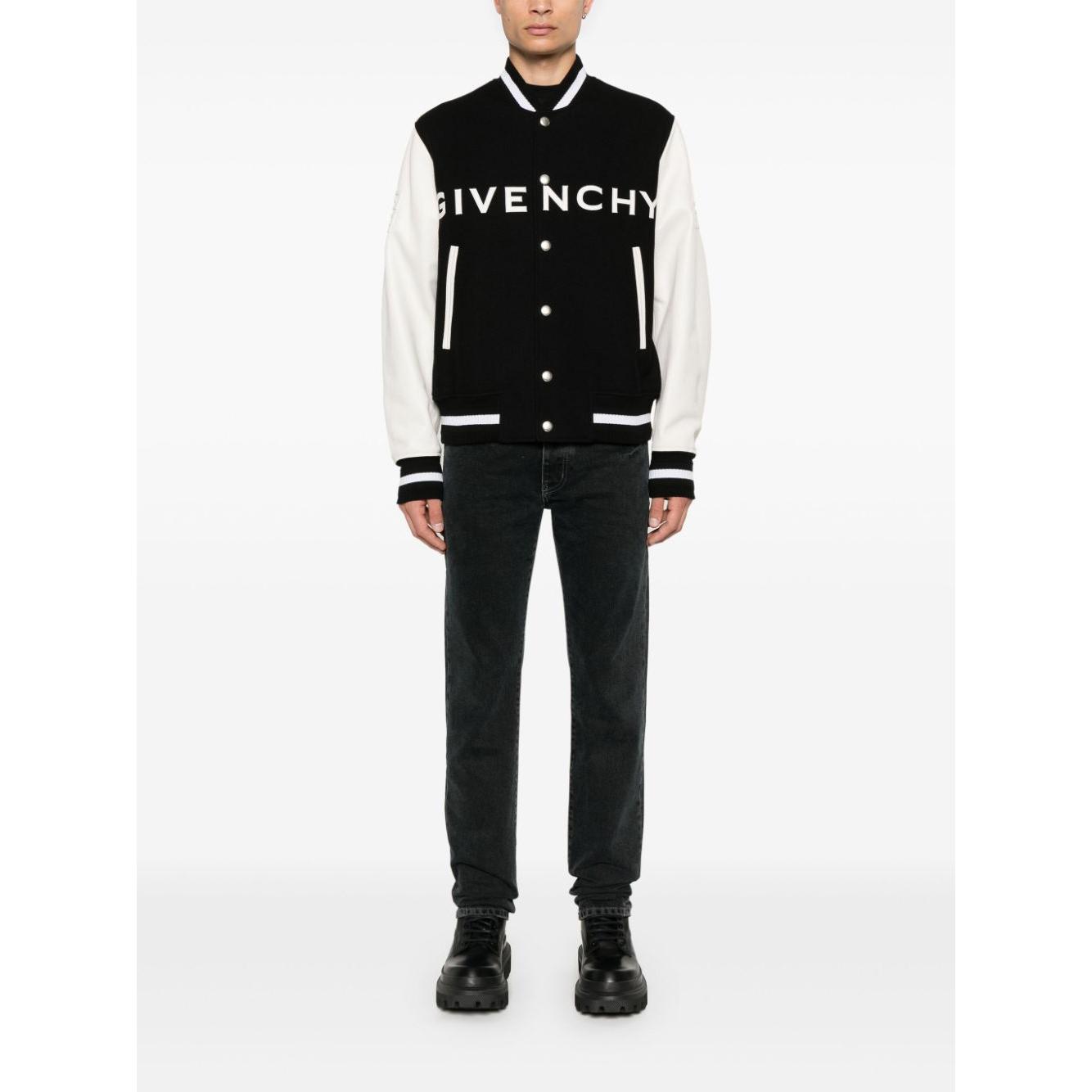 Givenchy varsity jacket logo print Black & White Jackets Givenchy