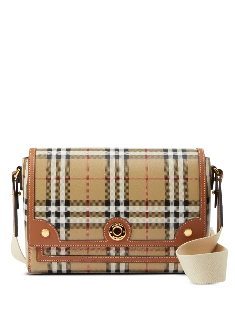 Burberry Note Check Leather Bag Beige