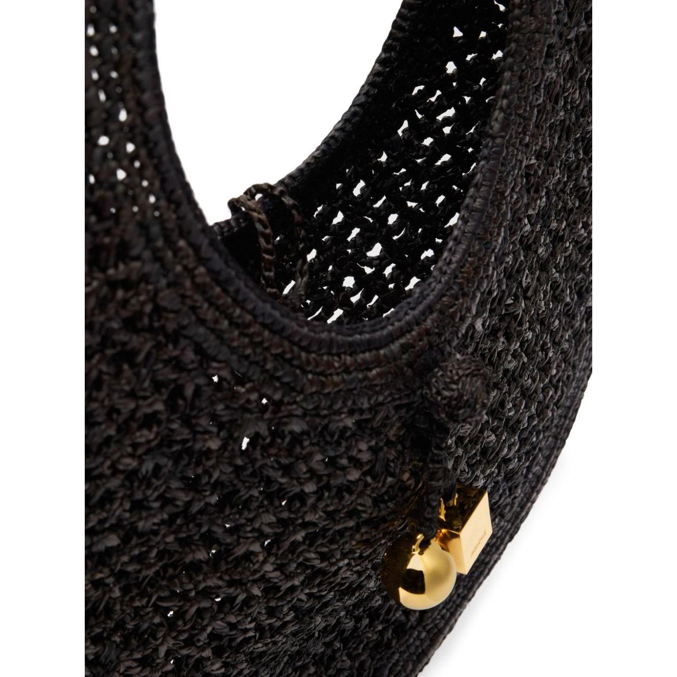 JACQUEMUS raffia interwoven Bag Black Handbag JACQUEMUS