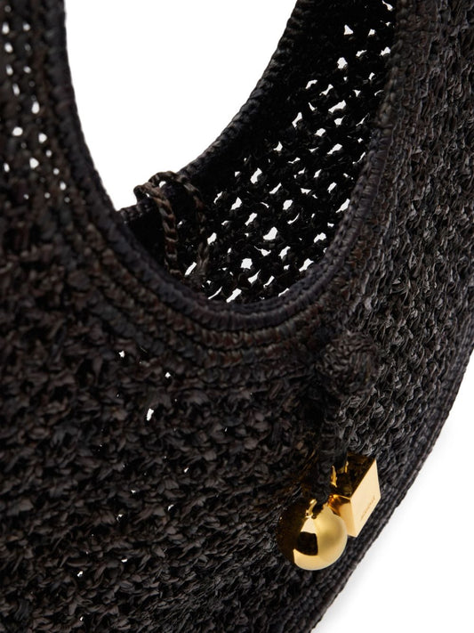 JACQUEMUS raffia interwoven Bag Black Handbag JACQUEMUS