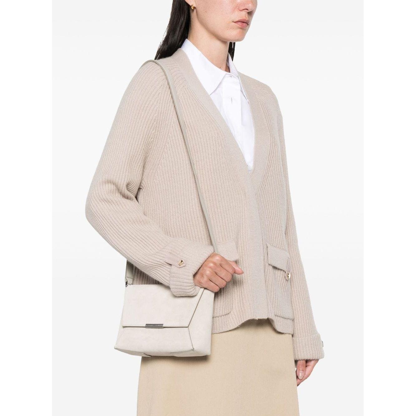 Brunello Cucinelli suede signature Monili chain Shoulder Bag Light Grey Shoulder Brunello Cucinelli