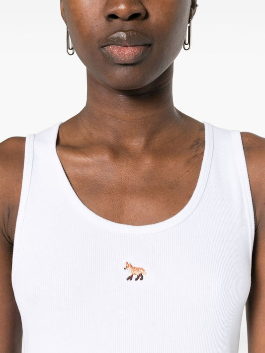 Maison Kitsune Fox-motif ribbed tank top