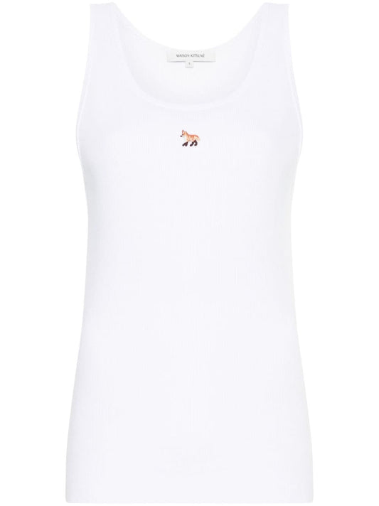 Maison Kitsune Fox-motif ribbed tank top