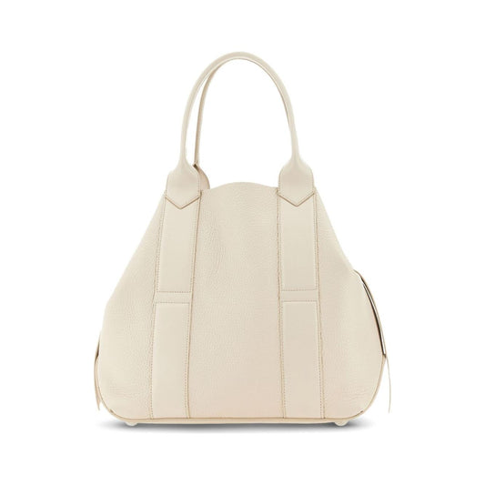 HOGAN Script Shopping Leather Bag Ivory Shopper Hogan Pre