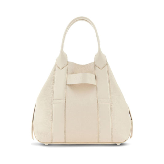 HOGAN Script Shopping Leather Bag Ivory Shopper Hogan Pre