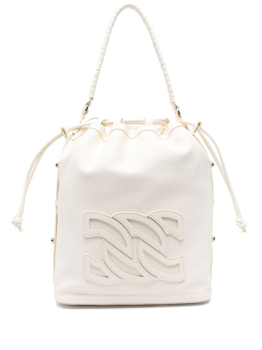 Casadei Voyage Leather Bucket Bag White Shoulder Casadei