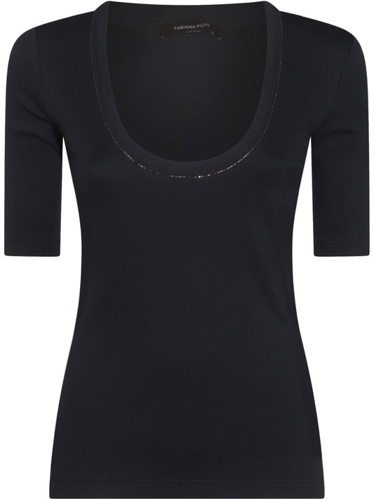 Fabiana Filippi beaded-trim ribbed-knit Top Topwear Fabiana Filippi