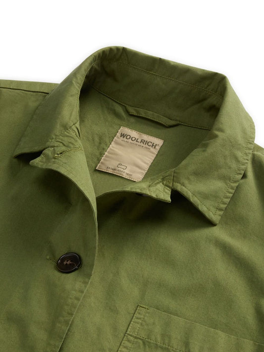 Woolrich Garment-Dyed Pure Cotton Overshirt green