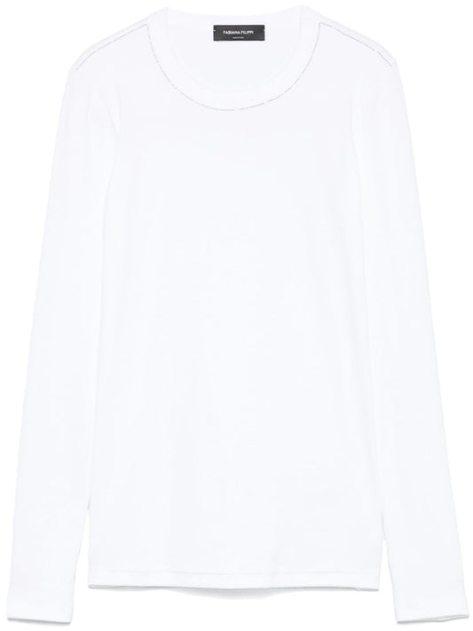 Fabiana Filippi T-shirt With Diamond Thread Detail Topwear Fabiana Filippi